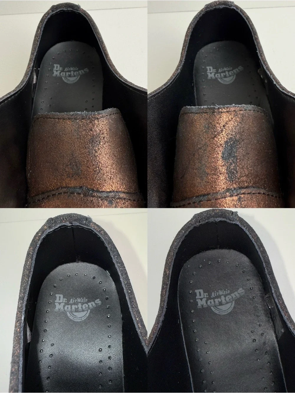 Dr. Martens Ashley Platform Metallic Leather Quad Retro Creeper Oxfords UK 4